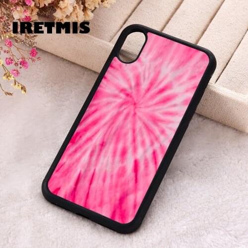 Iretmis 5 5S SE 2020 phone cover cases for iphone 6 6S 7 8 Plus X Xs XR 11 12 MINI Pro Max Soft Silicone TPU PINK TIE DYE SPIRAL