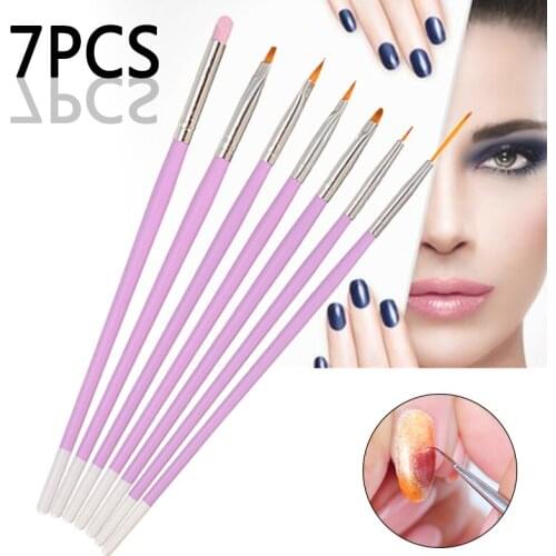 New 7pcs Nail Painting Liner Pen Brushes Set Nail Art Brush For Maciture Cuticle Remove Tool