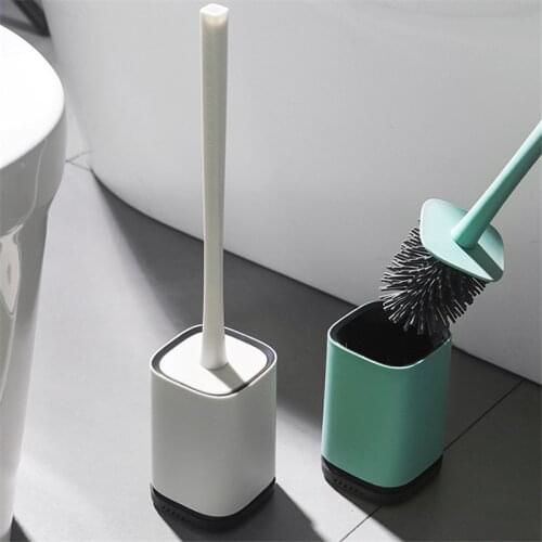 Corner Toilet Brush Set Wall-mounted Long Handle Bathroom Brushes Cleaning Tools Durable Silicone Modern WC Washing Accessories