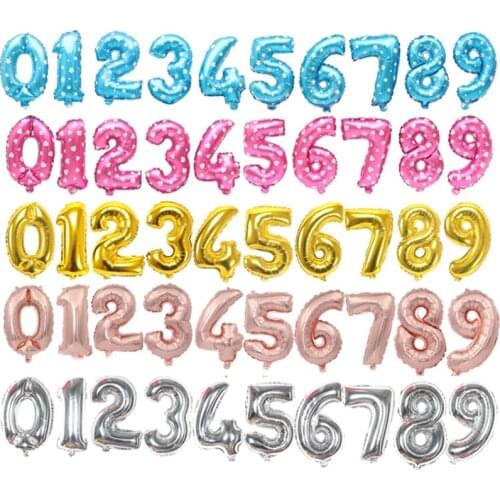16/32 inch Figure Digit Number Foil Balloons Birthday Wedding Party Gold Silver Star Pink Blue Inflatable Helium Gas Balloon