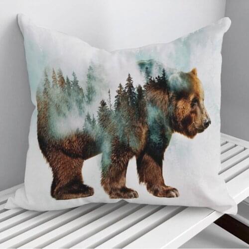 Bear 4 Throw Pillows Cushion Cover On Sofa Home Decor 45*45cm 40*40cm Gift Pillowcase Cojines Dropshipping