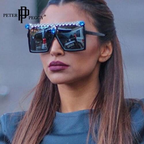 Oversized Luxury Crystal Diamond Sunglasses Women Fashion Shades Uv400 Vintage Brand Designer Punk Glasses Frame Gafas De Sol