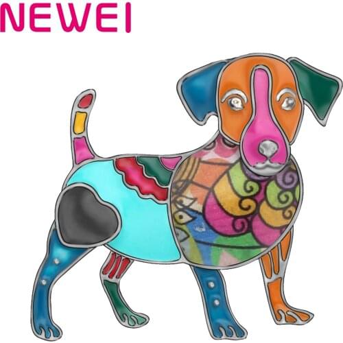 Newei Mental Enamel Alloy Standing Jack Russell Brooches Pin Lovely Animal Scarf Jewelry For Women Teen Girls Gifts Accessories