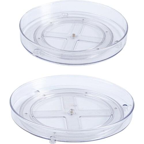 2021 New Transparent Multifunctional 360° Rotation Rack Round Plastic Turntable Spice Organizer Cosmetics Storage Shelf