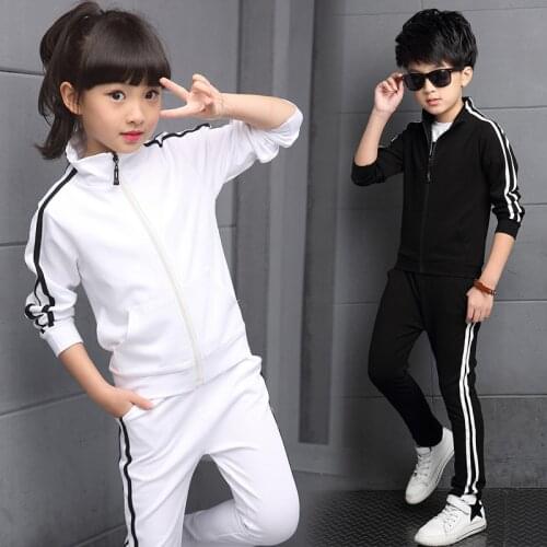 New Autumn Boys Girls Clothing Sets Spring 2020 High Quality Children Solid Sports Suit Teenage Boys Girls Clothes Set 5-14 Year