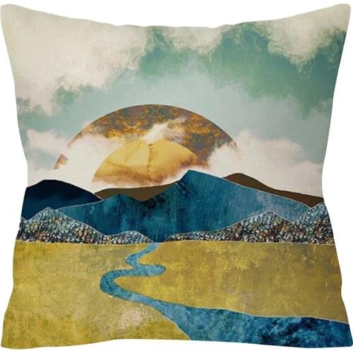 New Design 1PC Mountain Geometric Print Soft Pillow Cases Linen Sofa Cushion Cover Home Decor Pillow Core Home Decoration