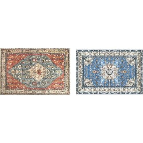 New Distressed Entryway Rug Doormat Bohemian Faux Wool Floor Carpet for Indoor Front Entrance Kitchen Bathroom