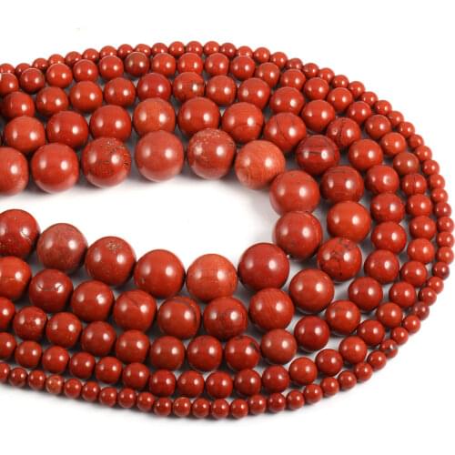 Wholesale 38cm Natural Stone Beads Red Round Loose Isolation Beads for Jewelry Making DIY Bracelet Necklace Accessories