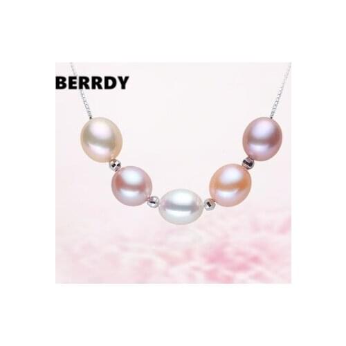 REAL PEARL 925 Sterling Silver Fashion Freshwater Pearl Necklace Chain Unique Designed Hot Gift Beautiful Necklace Jewelry