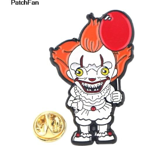 Patchfan Ghost horror movie clown Zinc tie Pins backpack clothes brooches for men women hat badge medal A2561