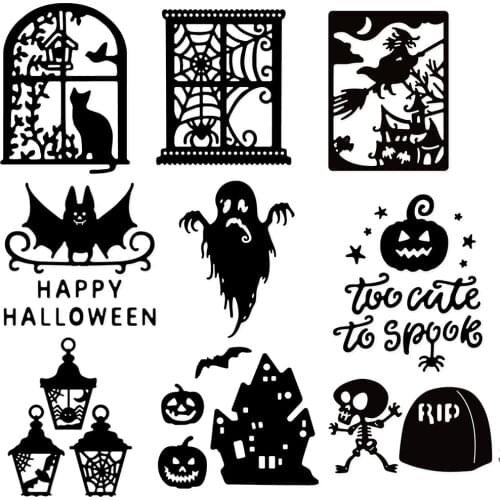 Spider Skull Graveyard Bat Happy Halloween Letters 2021 New Metal Mold Scrapbook Making Greeting Cards DIY Art Paper Cutting