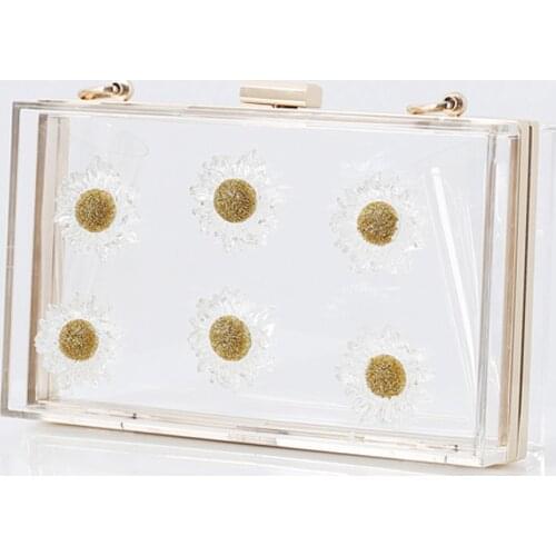 Daisy Mini Black Bag Evening Wedding Clear Clutch Purses and Handbags Acrylic Transparent Crossbody Bags for Women Luxury