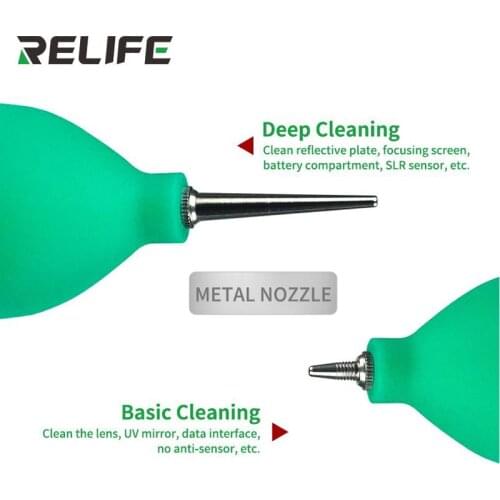 RELIFE 2 In 1 Long Short Metal Nozzle Deep Cleaning Air Blower Ball for Phone PCB Keyboard Dust Removing Camera Lens Cleaning
