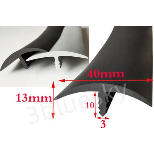 Rubber T Strip for Cable Solar Glass Metal Wood Panel Edge Encloser Shield Sealing 40x13mm Black Gray