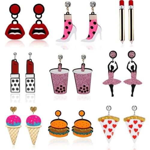 Korean Cute Earrings for Women Fruit High Heels Flower Creative Earring Fashion Personality Exaggeration Jewelry Party Gift