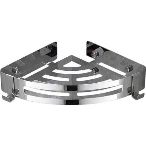 Stainless steel tripod bathroom storage racks bathroom fan-shaped corner basket free punching bathroom tripod