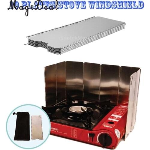 MagiDeal 10 Plates Folding Camping Cooker Gas Stove Wind Shield Screen Windshield for Outdoor Camping Hiking Stove Accessories