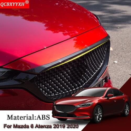 Car Styling ABS Chrome Front Grille Hood Engine Cover Trim External Sequins Sticker Car Accessories For Mazda 6 Atenza 2019 2020