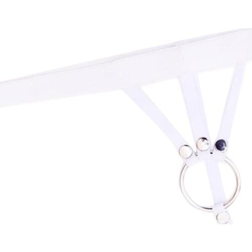 Sexy Mens G String Thongs T-back Underwear with Mental O Ring White for Lingerie Night or Self Pleasure