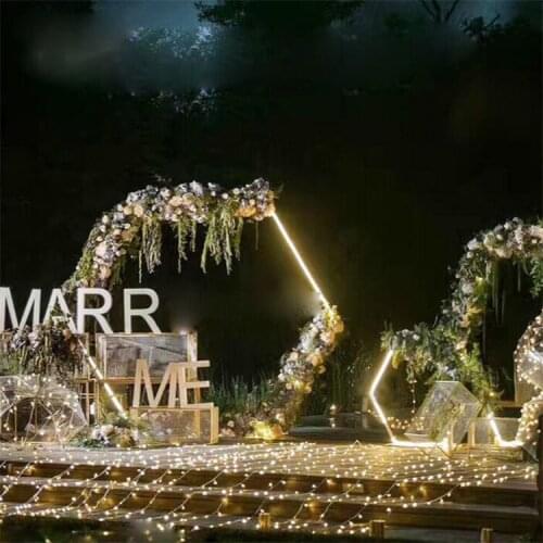 Wedding props hexagonal arch wedding diamond wrought arch iron shelf party decor backdrop road lead artificial floral stand gold