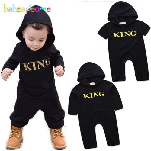 Spring Summer Baby Costume Fashion Letter Cotton Long Short Sleeve Black Boys Jumpsuit Toddler Rompers Newborn Clothes BC1587-1