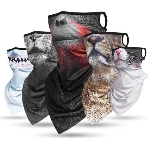 3D bicycle riding windproof face towel outdoor animal ice silk mesh fabric sunscreen headband face mask hiking ear hanging towel