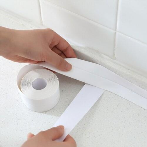 Waterproof Bath Sealing Tape Bathroom Shower Sink Bath Sealing Strip White PVC Self Adhesive Tape Wall Stickers for Kitchen