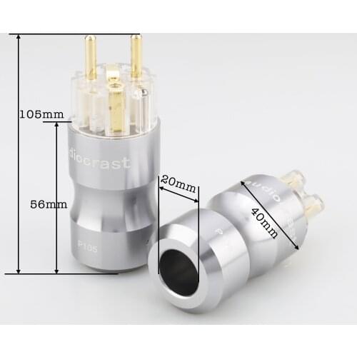 Pair High Quality P105TG 24k Gold plated schuko Power connetor Schuko Europe EU Power Plug Transparent IEC Audio Connector