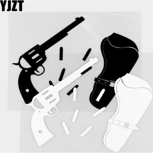 YJZT 12.7×15.3CM Exquisite Revolver And Holster Classic Weapon Car Sticker Vinyl Art Decal Decoration Black / Silver 20C-0515