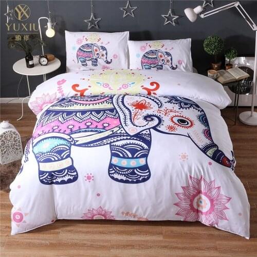 YuXiu Classic Elephant 3D Bedding Sets Animals Duvet Cover Set Colorful Bed Linen Quilt Covers 3Pcs Twin Full Queen King Double
