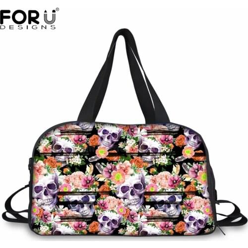 FORUDESIGNS 3D Sugar Skull Floral Print Women HandBags Large Capacity Female Travel Bag Ladies Durable Luggage Pouch Weekend Sac