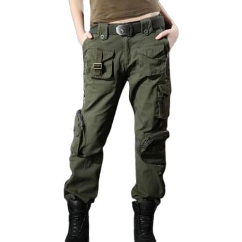 Women Multi-pocket Cargo Pants Plus Size Dance Overalls Trousers Large Size Female Military Army Green pants SHIERXI