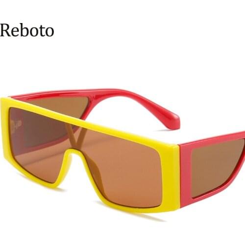 Oversized Punk Womens Square Sunglasses 2021 Trend Modern Brand Designer Big Frame Red Yellow Vintage Sun Glasses Men Goggle