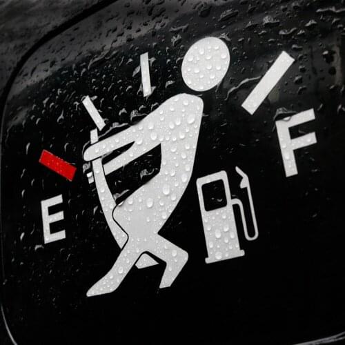 1PCS Black/ White Funny Cute Car Sticker Pull Fuel Tank Decal Vinyl Reflective Car Body Decoration Exterior Auto Accessories