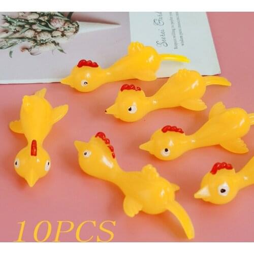 10pcs Flying Finger Birds Toy Funny Joke Rubber Chicken Stretchy Flying Turkey Party Adult Decompression Toys Novelty Toys