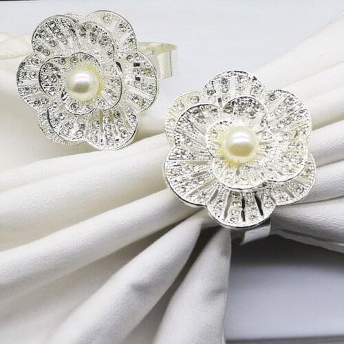 10/PCS silver-plated napkins link day party hotel desktop diamond decorative alloy napkins buckle western food