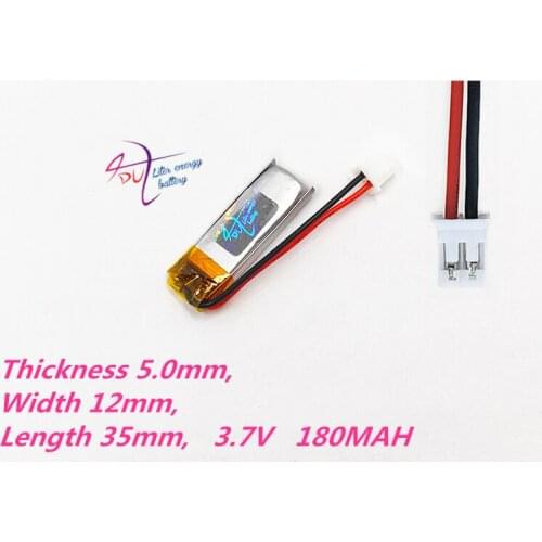 10 x JST PH 2.0mm 2pin connector 501235 3.7V 180mAh LiPo Battery Lithium Polymer Rechargeable For Mp3 bluetooth GPS PSP headset