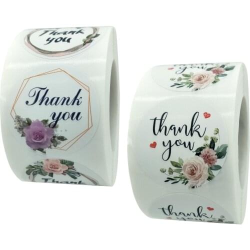 100-500pcs Flower Thank You Stickers For Gift Box Packaging Decoration Sealing Labels Scrapbooking Stickers Stationery Supplies