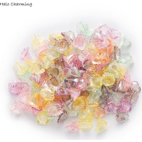 100pcs Acrylic Spacer Flower Beads End Bead Caps for Jewelry Findings Headwear Bracelet Necklace Making Accessoires 12mm