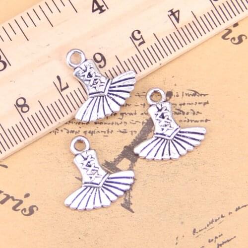 20pcs Charms ballet dress tutu ballerina 17x17mm Antique Pendants,Vintage Tibetan Silver Jewelry,DIY for bracelet necklace
