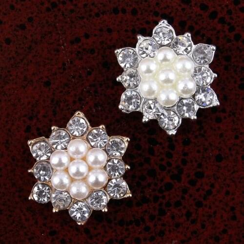 120pcs/lot 17mm Clear Alloy Crystal Flatback Buttons for Kids Girls Hair Accessories/Ornaments Bling Metal Rhinestone Buttons