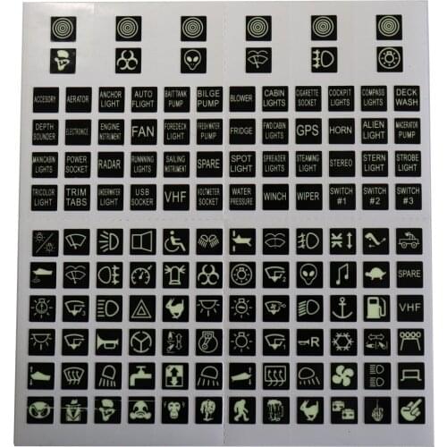 132 Sticker Rocker Switch Label Decal Circuit Panel Luminous Sticker Fit for Car Marine Boat Truck Instrument Switches Relays