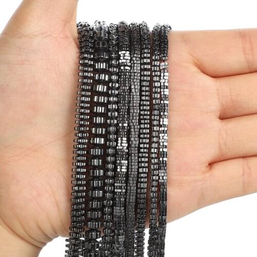 2 Styles Natural Stone Beads Chrysanthemum Shape Black Hematite Beads Loose For Jewelry Making DIY Bracelet Accessories