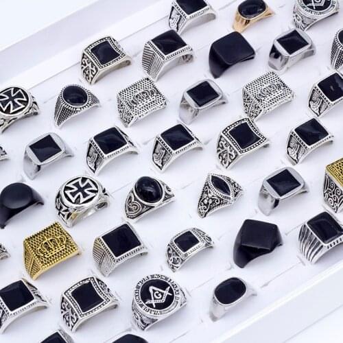 50 Pieces/Lot Fashion Simple Style Black Square Ring Classic Ring Wedding Engagement Party Jewelry Classic For Men Women Gift