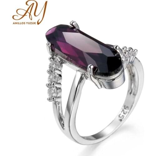 Anillos Yuzuk 925 Silver Jewelry Purple Stone Ring For Women Oval Wedding Ring Classic Engagement Ring Bague Femme Anillos Mujer