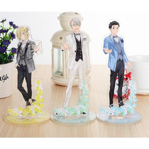 Anime YURI on ICE figure cosplay acrylic toy Yuri Katsuki Victor Nikiforov Yuri Plisetsky model stand doll 15cm