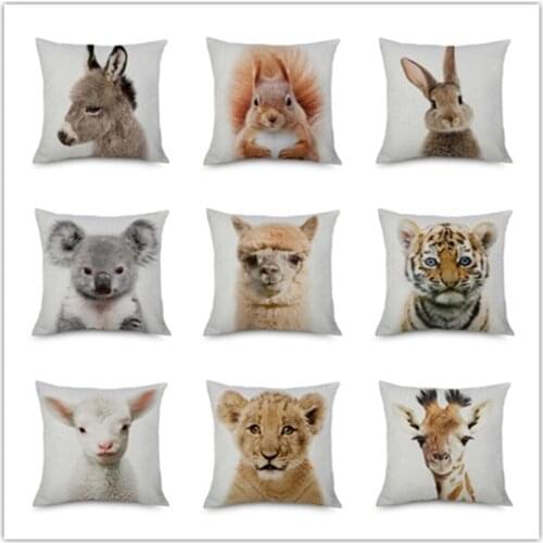 Animal Style Bunny Elephant Fox Zebra Duck Sheep Bear Printed Cushion Cover Home Decorative Sofa Car Chair Throw Pillow Case