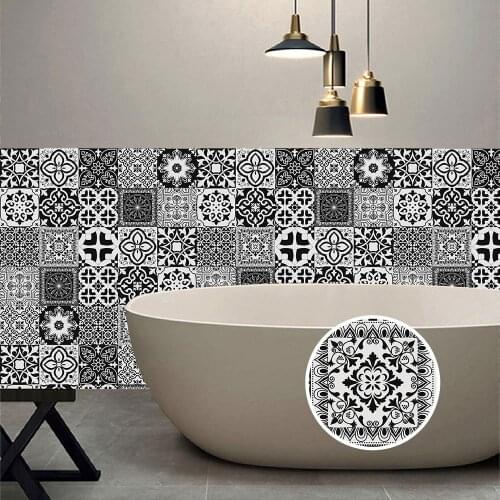 Black & Gray Strip Ceramic Wall Sticker Kitchen Bathroom Stairs Decoration Wallpaper Waterproof Oil-proof Tiles Art Wall Decals