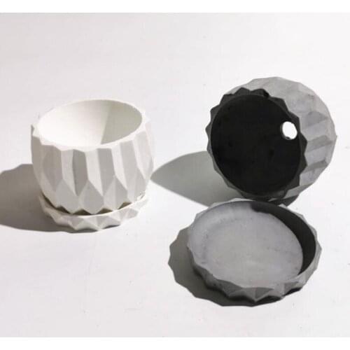 DIY Succulents Flowerpot Epoxy Resin Mold Concrete Planter Pot Silicone Mould R2LE