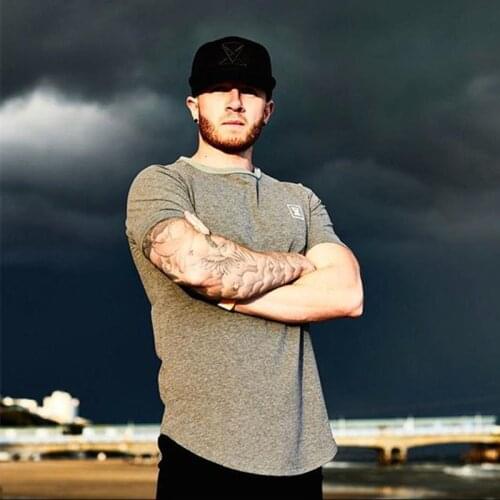 Muscle aesthetics 2019 sports tight shirt men short sleeves training fitness running casual T elastic collar thin style